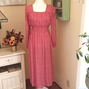 Kancy Kole Red and White Mini Floral Midi Dress